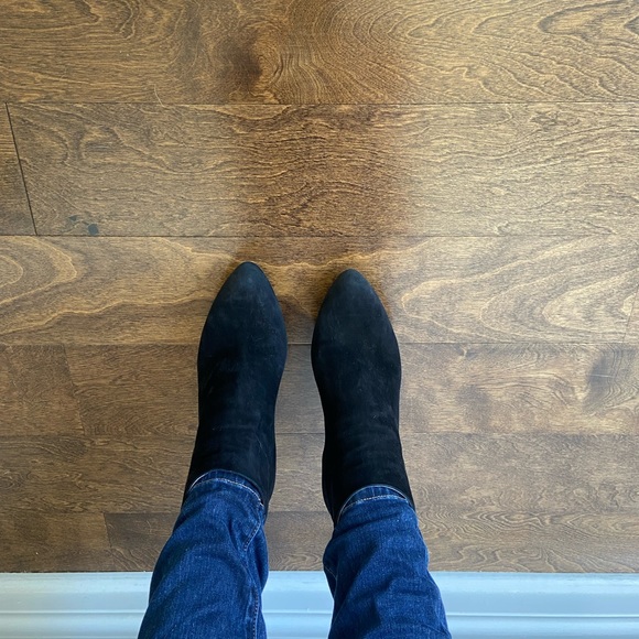 PRADA HEELED BOOTIES SUEDE Size 39 or 9 US Black 5 inch heel - Picture 14 of 15